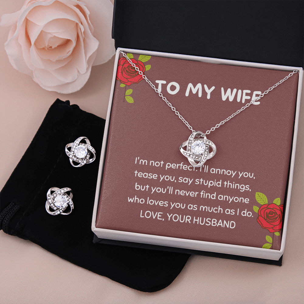 To My Wife Love Knot Necklace with Earrings
